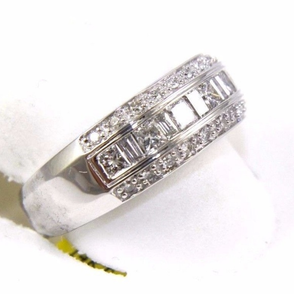 Princess Diamond Ring Band w/Accents 14k WG .90Ct
